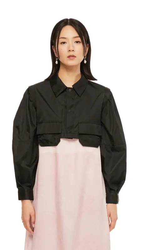 Puff Sleeves Nylon Short Shirt Jacket online