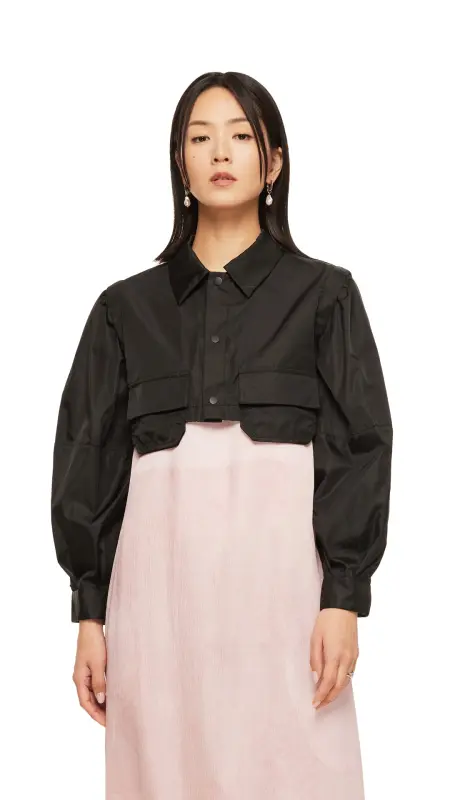 Puff Sleeves Nylon Short Shirt Jacket online
